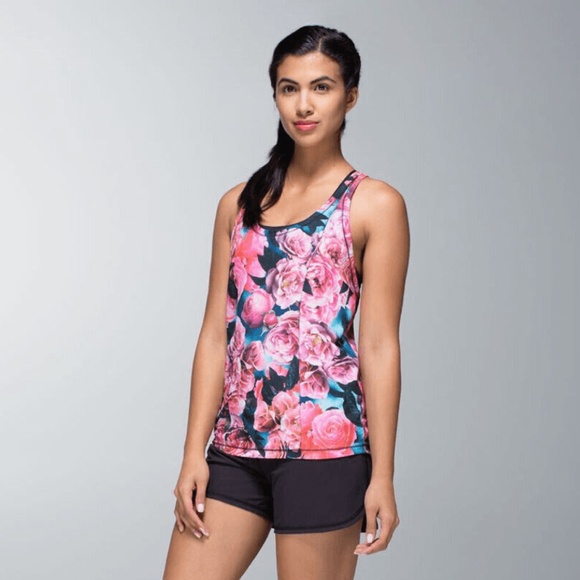 Lululemon Lightened Up Singlet Tank Top Secret Garden Floral Rose Pink Size 4 - Picture 3 of 8